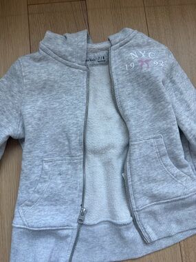 abercrombie kids Light Gray Zip-Up Hoodie with Pink Accent